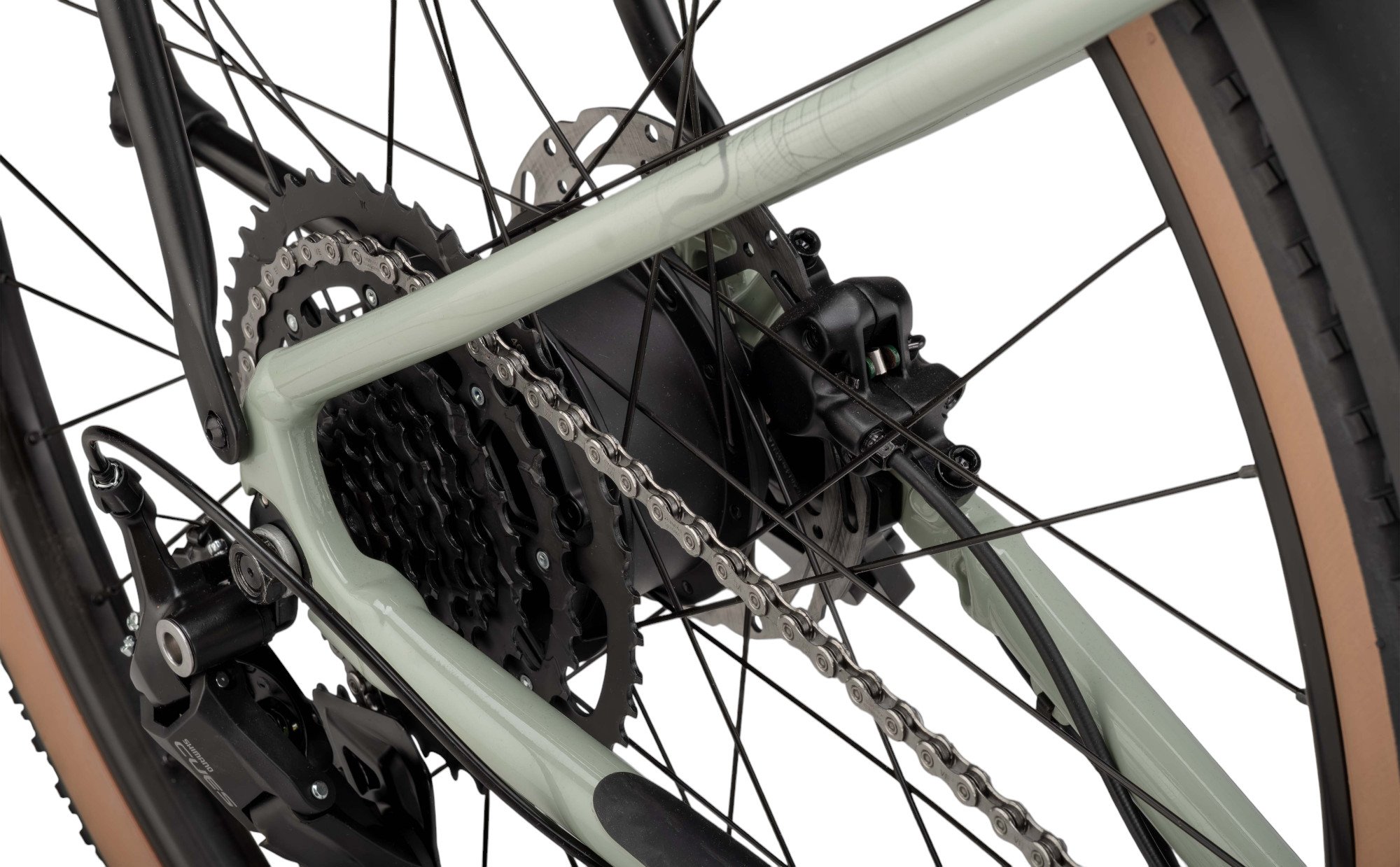 Whyte RHeO 3 V1 Electric Bike Crossbar Frame In Sage Green Hub Motor