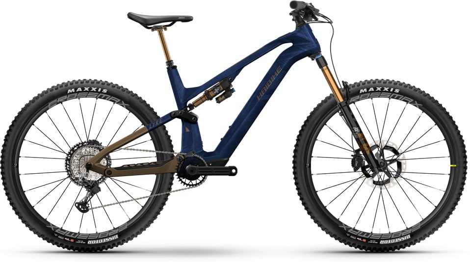 The Electric Bike Shop Haibike Almost Perfect Lyke CF SE Electric Full Suspension Mountain Bike in Navy / Bronze Gloss 47cm Large. Navy / Bronze Gloss