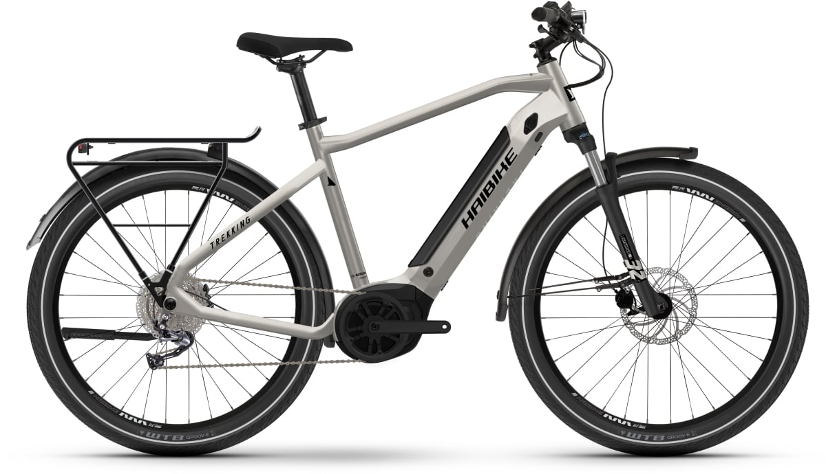 The Electric Bike Shop  Haibike Trekking 3 High 500Wh Electric Bike In Gloss Chalk & Black Small 48cm Gloss Chalk & Black